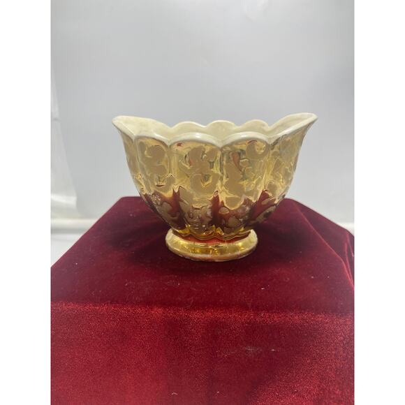 Gold Weeping vase Decor Hollywood Bottom says 24kt gold Made in USA 6" Vintage - Picture 2 of 7